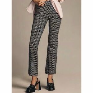 Anthropologie Maeve Margot Kick Flare Pants Black Chevron Print